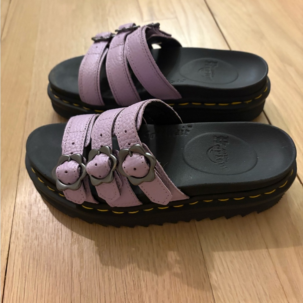 Dr. Martens Lilac Strappy Sandals with Buckles